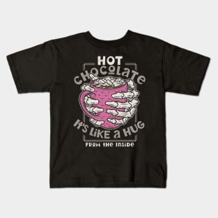 "Hot Chocolate it's Like a Hug" Skeleton Kids T-Shirt